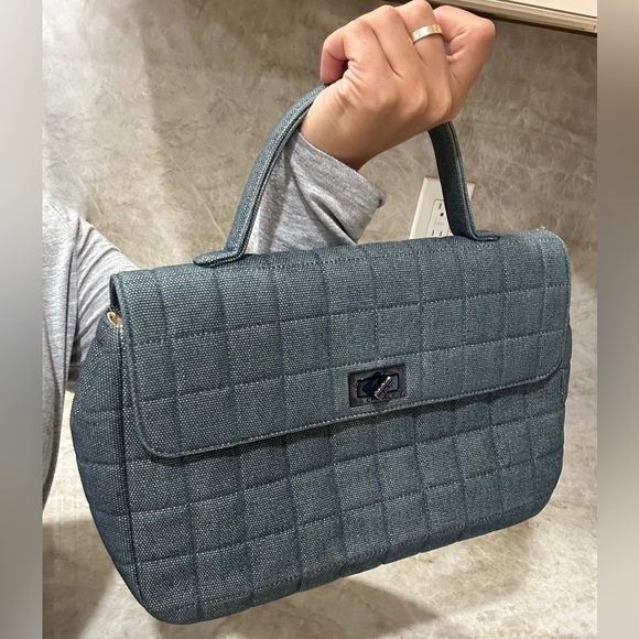 Chanel Mademoiselle top handle denim chocolate bar clutch - Picture 16 of 16